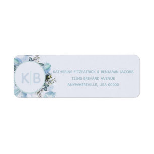 Dusty Blue Botanical Monogrammed