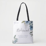Dusty Blue Botanical Personalised Bridesmaid Tote Bag<br><div class="desc">Trendy and chic dusty blue watercolor flowers and botanical branches,  personalised wedding party tote bag.  Designed to match our Dusty Blue Botanical Collection.</div>