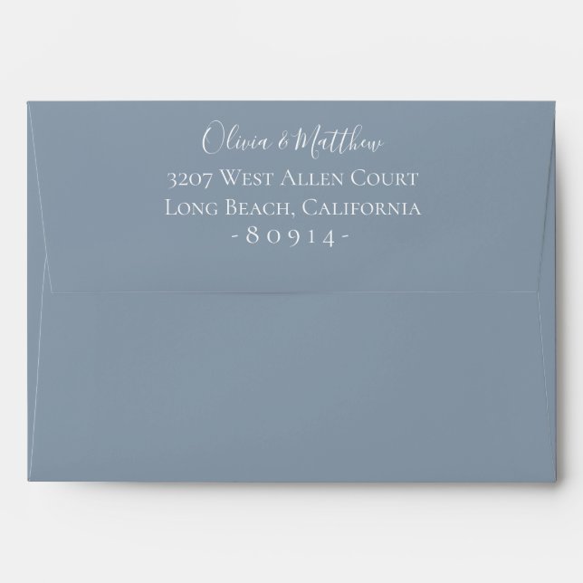 Dusty Blue Botanical Personalised Return Address Envelope (Back (Top Flap))