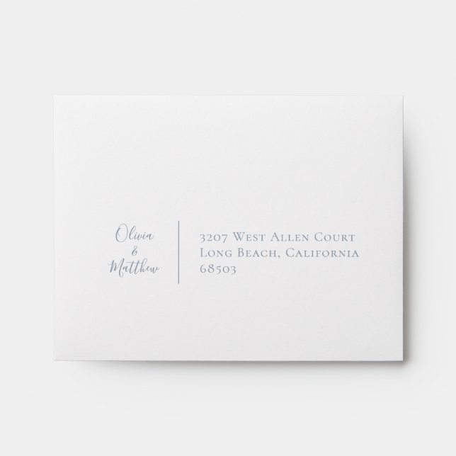 Dusty Blue Botanical Personalised Return Address Envelope (Front)