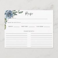 Dusty Blue Botanical Recipe Card