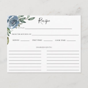 Dusty Blue Botanical Recipe Card