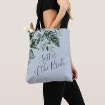 Dusty blue botanical Sister of the bride gift Tote Bag<br><div class="desc">Elegant dusty blue Botanical leaves Greenery Mother of the groom gift Tote Bag</div>