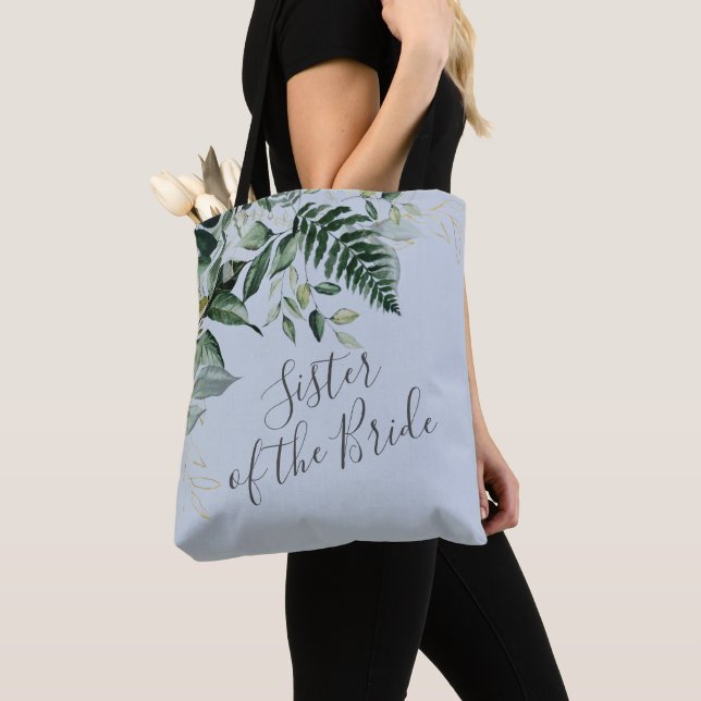 Dusty blue botanical Sister of the bride gift Tote Bag (Close Up)