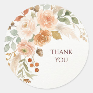 Dusty Blue Botanical Thank You Classic Round Sticker
