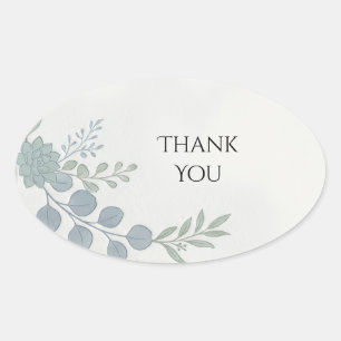 Dusty Blue Botanical Thank You Sticker