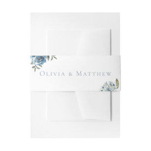 Dusty Blue Botanical Wedding Invitation Belly Band