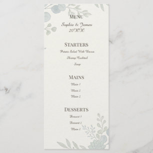 Dusty Blue Botanical Wedding Menu