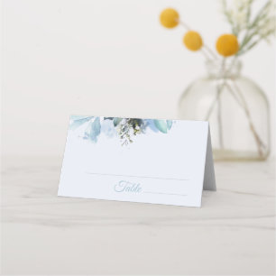 Dusty Blue Botanical Wedding Personalised Place Card