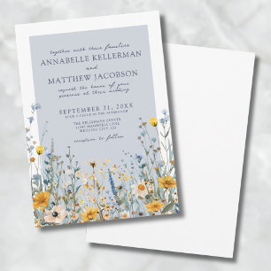 Dusty Blue Botanical Wildflower Floral Wedding Invitation