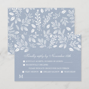Dusty Blue Botanicals Wedding RSVP Card