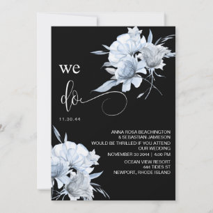 *~* Dusty Blue Bouquet QR Floral RSVP AR15 WEDDING Invitation