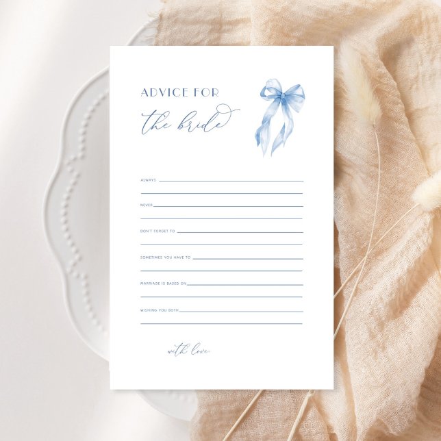 Dusty Blue Bow Bridal Shower Advice for the Bride (Creator Uploaded)