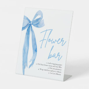 Dusty Blue Bow Bridal Shower Flower Bar Sign