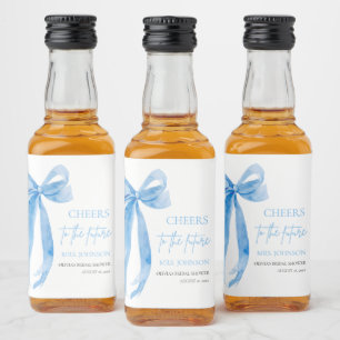 Dusty Blue Bow Cheers To The Future Bridal Shower  Liquor Bottle Label