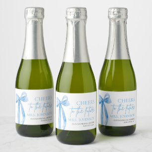 Dusty Blue Bow Cheers To The Future Bridal Shower Sparkling Wine Label