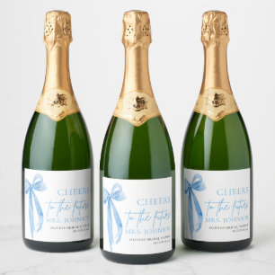 Dusty Blue Bow Cheers To The Future Bridal Shower  Sparkling Wine Label