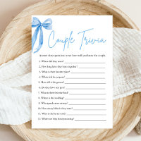 Dusty Blue Bow Couple Trivia Bridal Shower Game