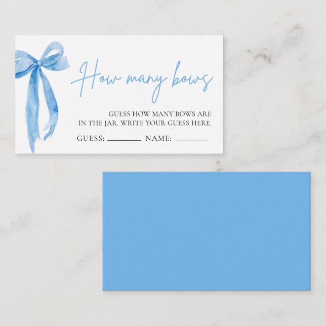 Dusty Blue Bow Guess How Many Bows Game Enclosure Card (Front/Back)