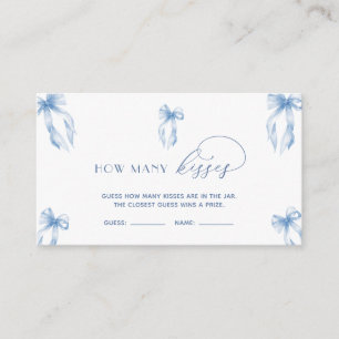 Dusty Blue Bow Guess How Many Kisses Game Enclosure Card