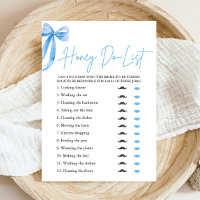 Dusty Blue Bow Honey Do List Bridal Shower Game