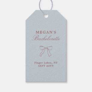 Dusty Blue Bow Personalized Bachelorette Party Gift Tags