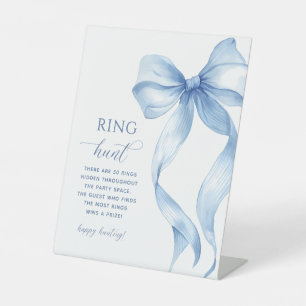 Dusty Blue Bow Ring Hunt Bridal Shower Pedestal Sign