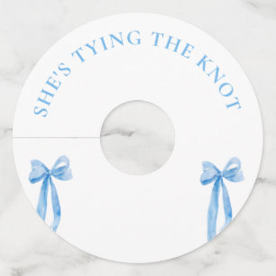 Dusty Blue Bow She's Tying The Knot Bachelorette  Wine Glass Tag