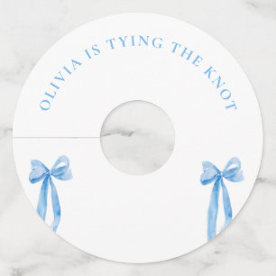 Dusty Blue Bow She's Tying The Knot Bachelorette  Wine Glass Tag