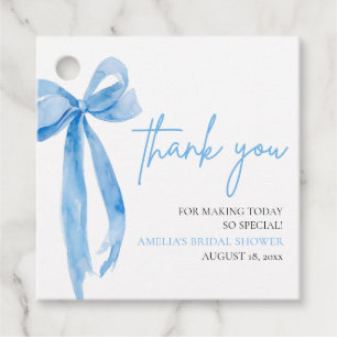 Dusty Blue Bow She's Tying the Knot Bridal Shower Favour Tags