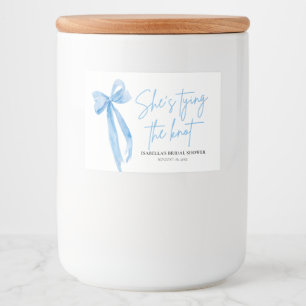 Dusty Blue Bow She's Tying the Knot Bridal Shower  Food Label
