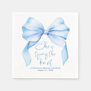 Dusty Blue Bow She's Tying the Knot Bridal Shower Napkin