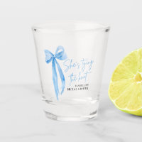 Dusty Blue Bow She's Tying the Knot Bridal Shower