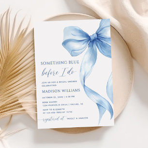 Dusty Blue Bow Something Blue Bridal Shower Invitation