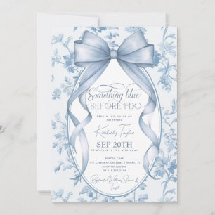 Dusty Blue Bow Toile Something Blue Bridal Shower Invitation