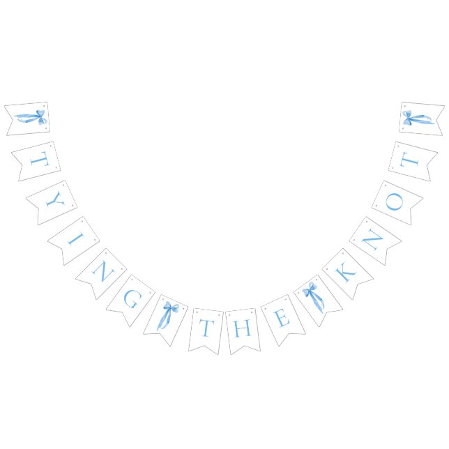 Dusty Blue Bow Tying the Knot Bridal Shower Bunting (All)