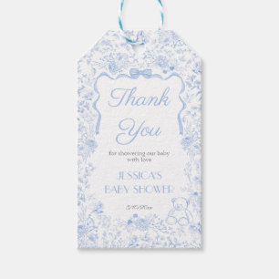 Dusty Blue bow Vintage Baby Shower Thank You Gift Tags