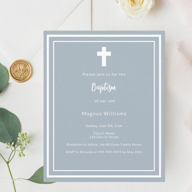 Dusty blue boy Baptism invitation (Creator Uploaded)