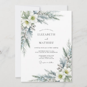 Dusty Blue Breathtaking Winter Wedding Invitation