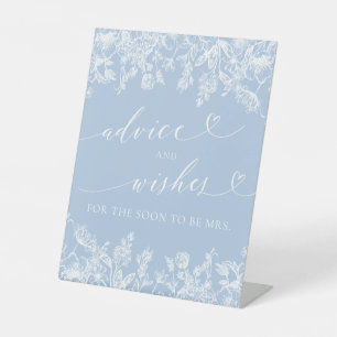 Dusty Blue Bridal Shower Advice and Wishes Sign