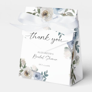 Dusty Blue Bridal Shower Floral Elegant Script Favour Box