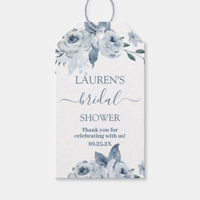 Dusty Blue bridal shower gift tags (Front)