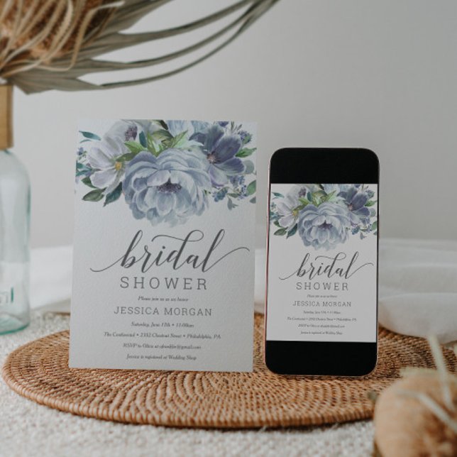 Dusty Blue Bridal Shower Invitation Card (Creator Uploaded)