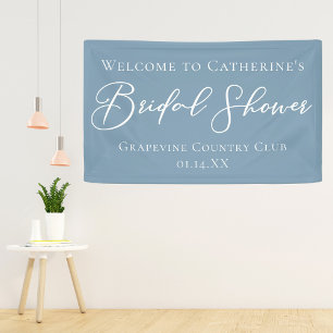 Dusty Blue Bridal Shower Personalised Welcome Banner