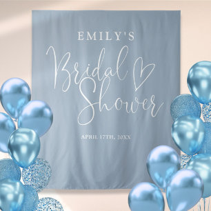 Dusty Blue Bridal Shower Photo Backdrop Tapestry