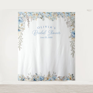 Dusty Blue Bridal Shower Photo Booth Backdrop Tapestry
