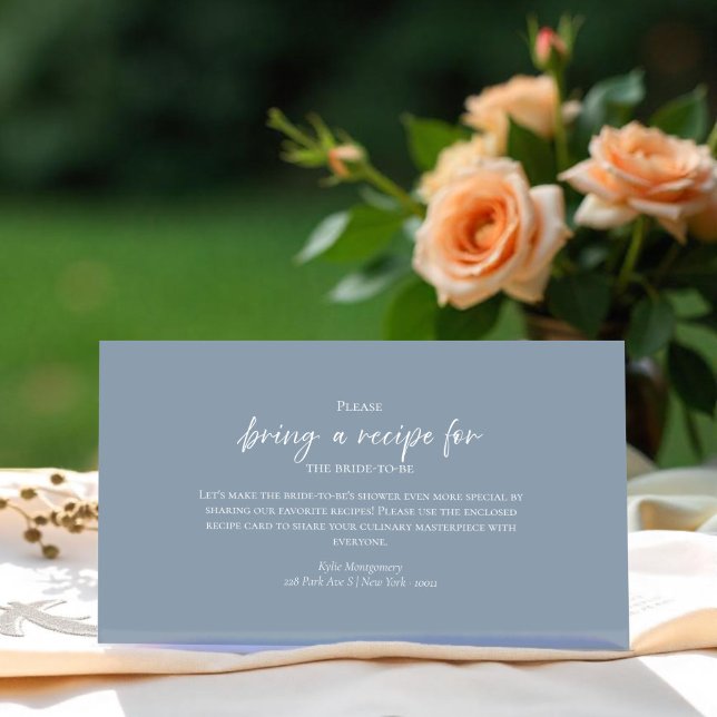Dusty Blue Bridal Shower Recipe Request Card (Creator Uploaded)