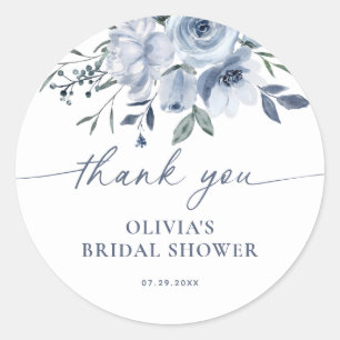 Dusty Blue Bridal Shower Thank You Classic Round Sticker
