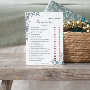 Dusty blue Bride & Groom Bridal Shower Game Card