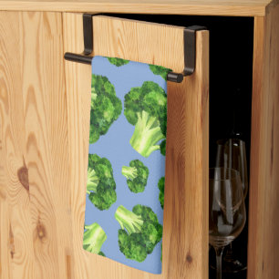 Dusty Blue & Broccoli  Tea Towel